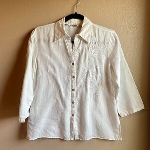Richard Malcolm Shirt Women’s Size Small White Irish Linen button up Shirt